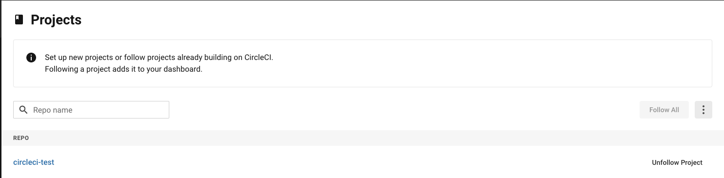 CircleCI Projects Tab